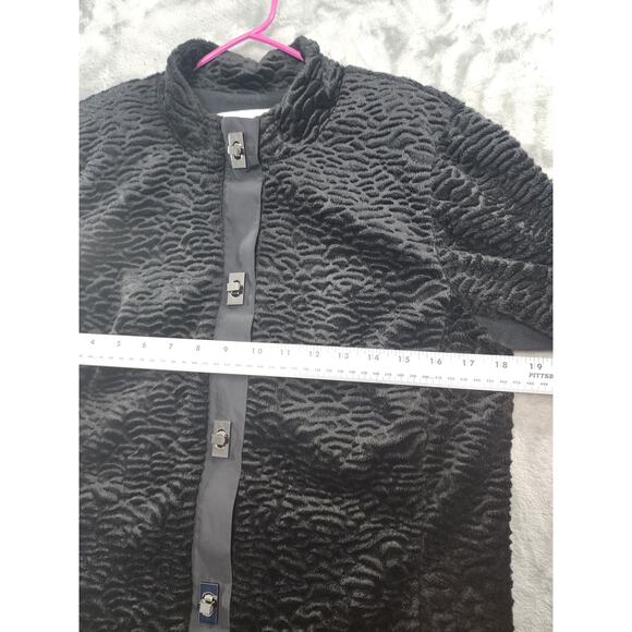 Carol Anderson By Invitation Faux Fur Jacket Size M Black Turn Lock Classic Chic - Picture 9 of 10